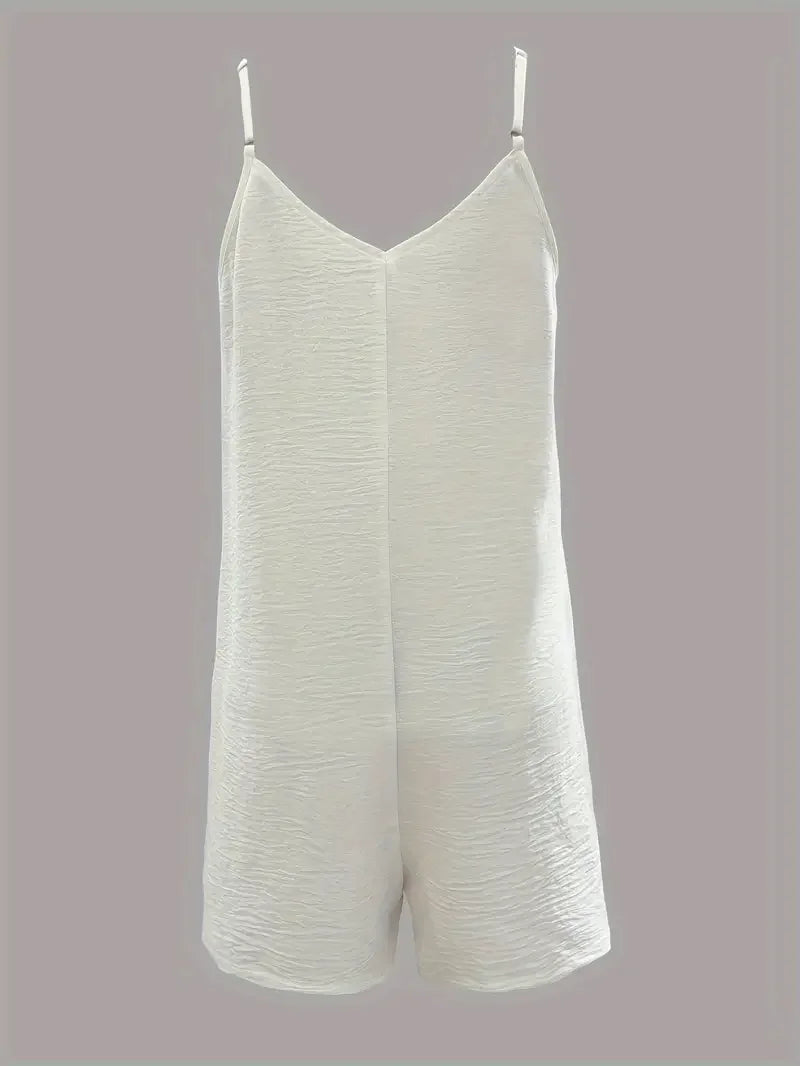 Playsuits - Loose Cami Playsuit Textured White Romper