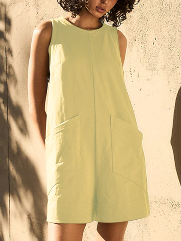 Playsuits- Sunny Day Yellow Shift Romper - Playsuit for Summer Picnics- - Pekosa Women Fashion