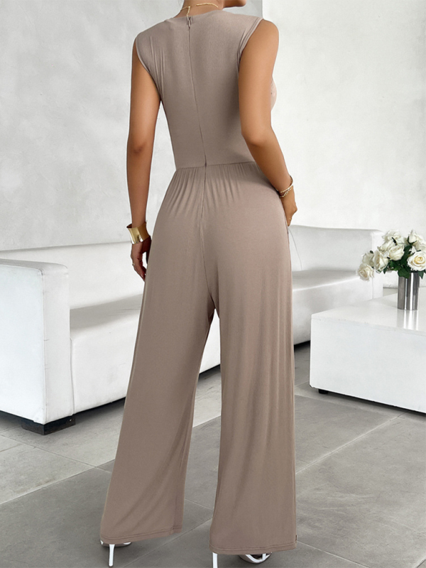 Playsuits- Women Wide-Leg Jumpsuit - Full-Length Playsuit for All Occasions- - Pekosa Women Fashion