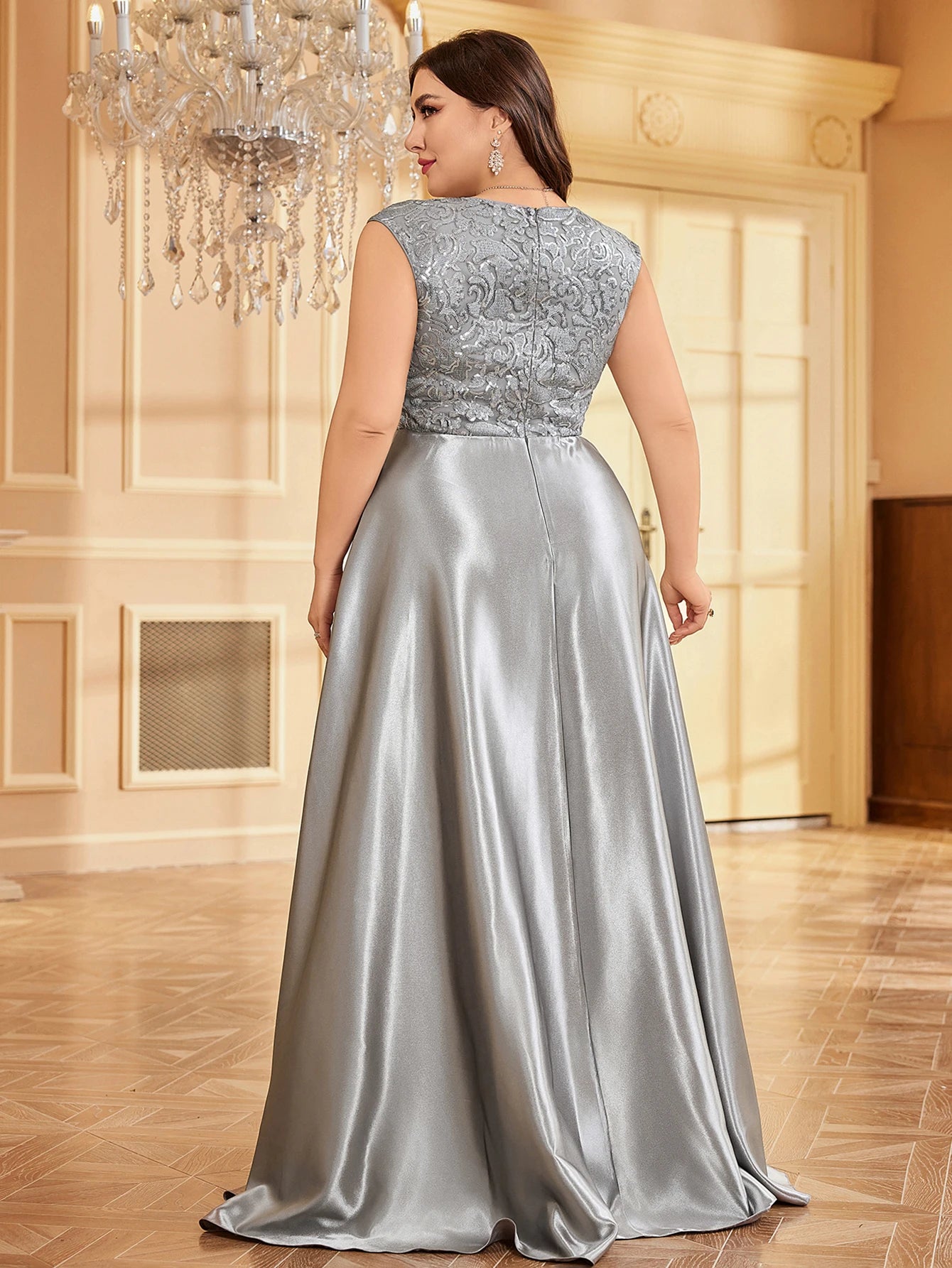 Plus Size Maxi Gowns - Plus Elegant Floor-Length Gown for Weddings and Proms - Shine Bright!