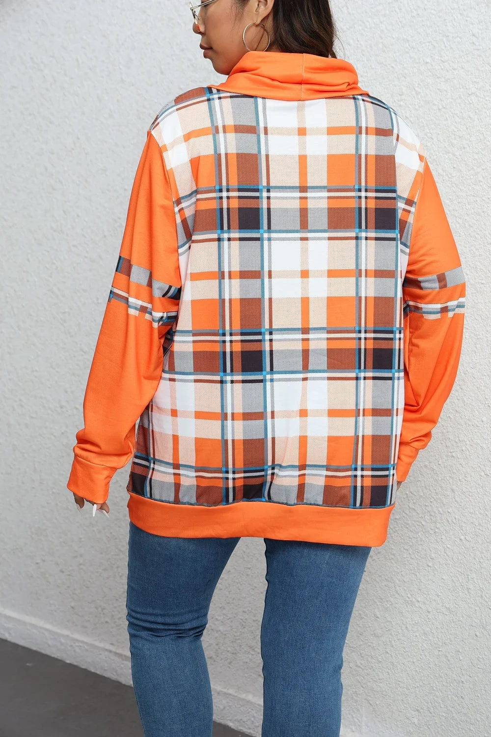 Plus Size Pullover Hoodies - Autumn Glow Plaid Pullover Hoodie - Plus Size