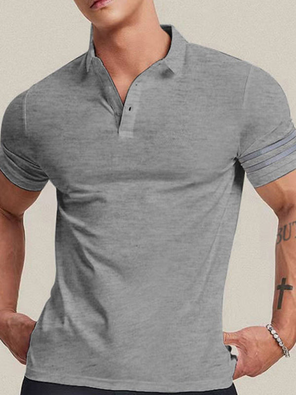 Polos- Essential Men's Short Sleeve Collared Polo Shirt- Misty grey- Pekosa Women Fashion