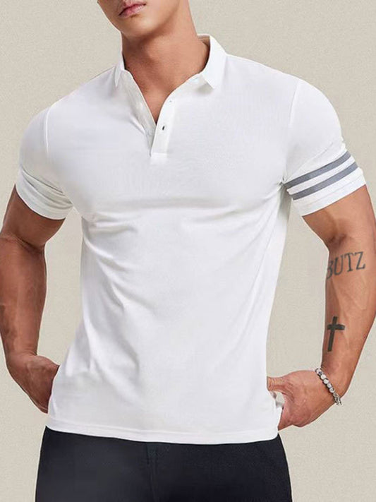 Polos- Essential Men's Short Sleeve Collared Polo Shirt- White- Pekosa Women Fashion