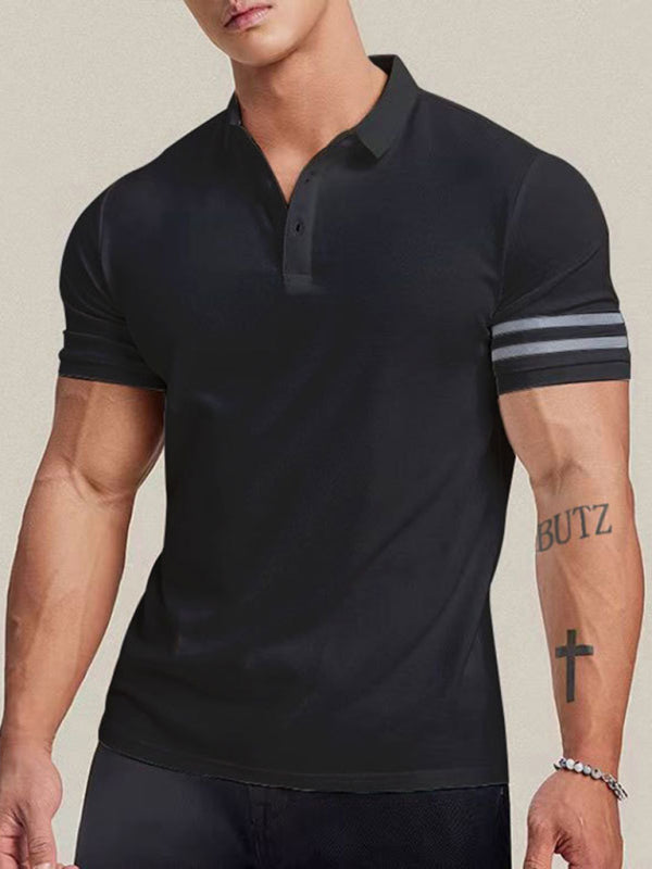 Polos- Essential Men's Short Sleeve Collared Polo Shirt- Black- Pekosa Women Fashion