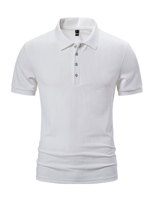 Polos- Textured Polo Shirt for Men's Everyday Wear- White- Pekosa Women Fashion