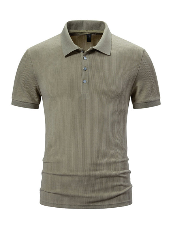 Polos- Textured Polo Shirt for Men's Everyday Wear- Khaki- Pekosa Women Fashion