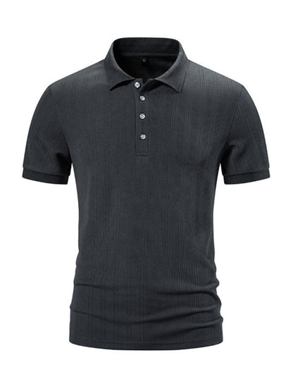 Polos- Textured Polo Shirt for Men's Everyday Wear- Charcoal grey- Pekosa Women Fashion