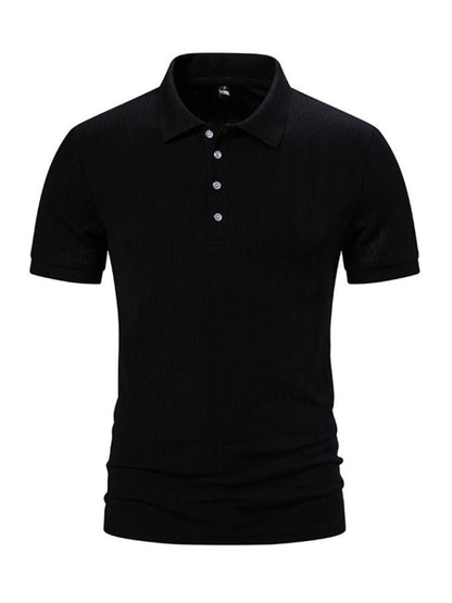 Polos- Textured Polo Shirt for Men's Everyday Wear- Black- Pekosa Women Fashion