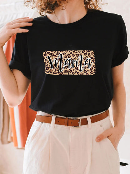 Print Tees - Mama Leopard Print Black Tee – Perfect Match!