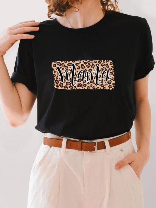 Print Tees - Mama Leopard Print Black Tee – Perfect Match!