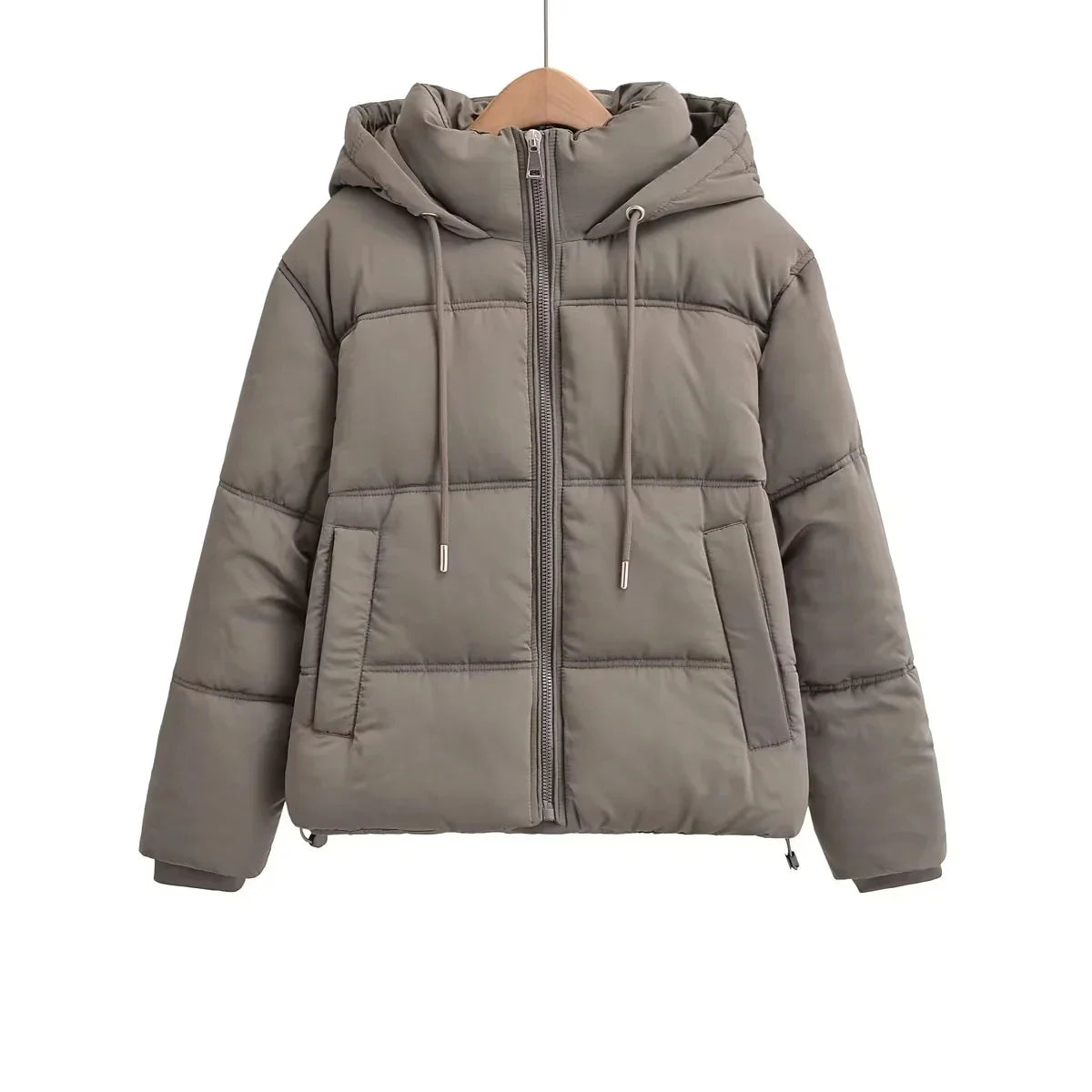 Puffer Jackets- Elegant Hooded Puffer Jacket for Her- - Pekosa Women Fashion