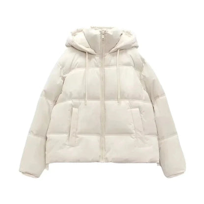 Puffer Jackets- Elegant Hooded Puffer Jacket for Her- - Pekosa Women Fashion