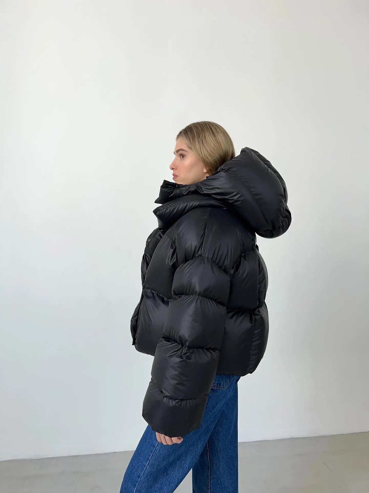 Puffer Jackets- Hooded Inflated Puffer Jacket for Outdoor Winter Events- - Pekosa Women Clothing