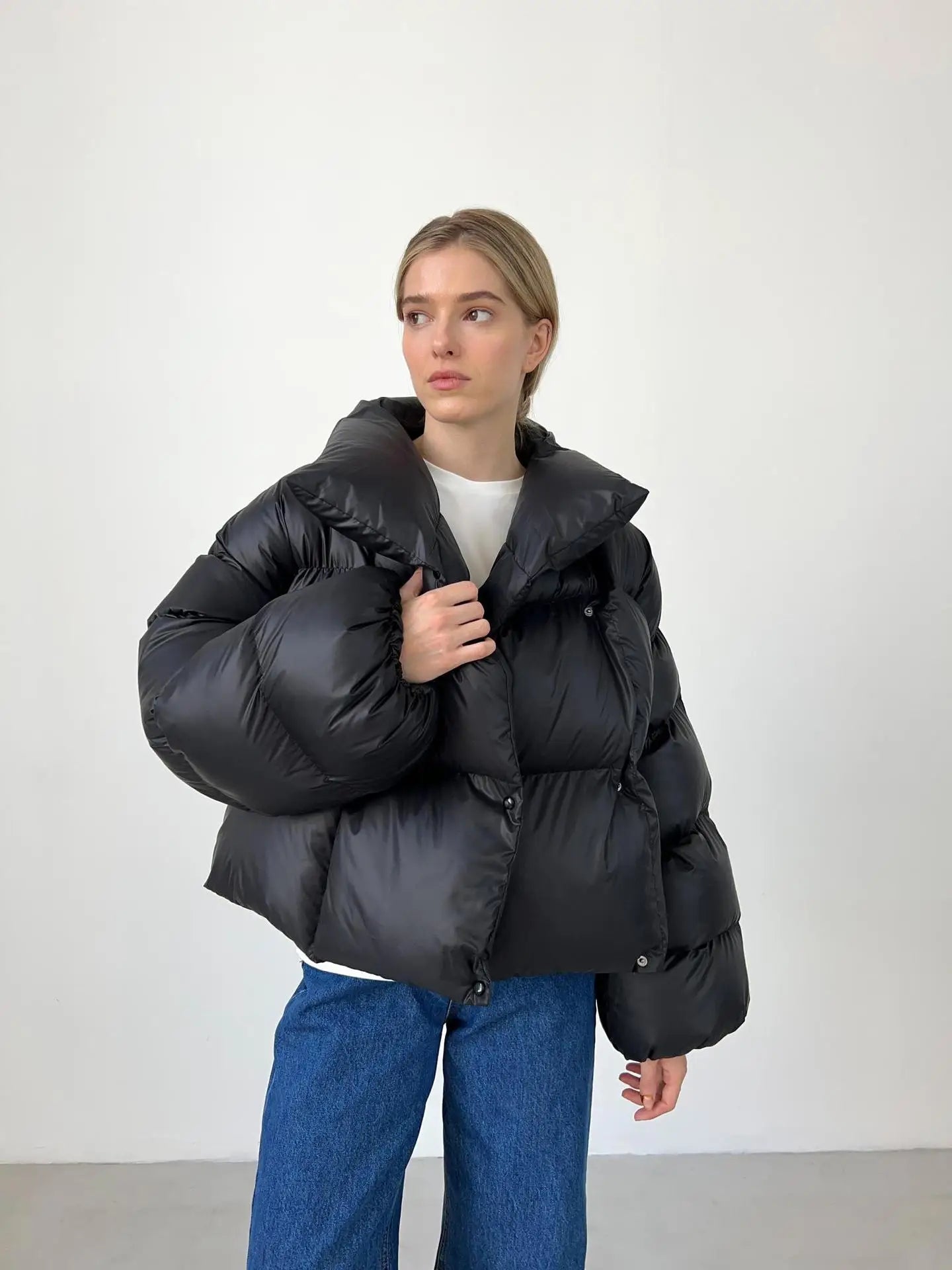 Puffer Jackets- Hooded Inflated Puffer Jacket for Outdoor Winter Events- - Pekosa Women Clothing