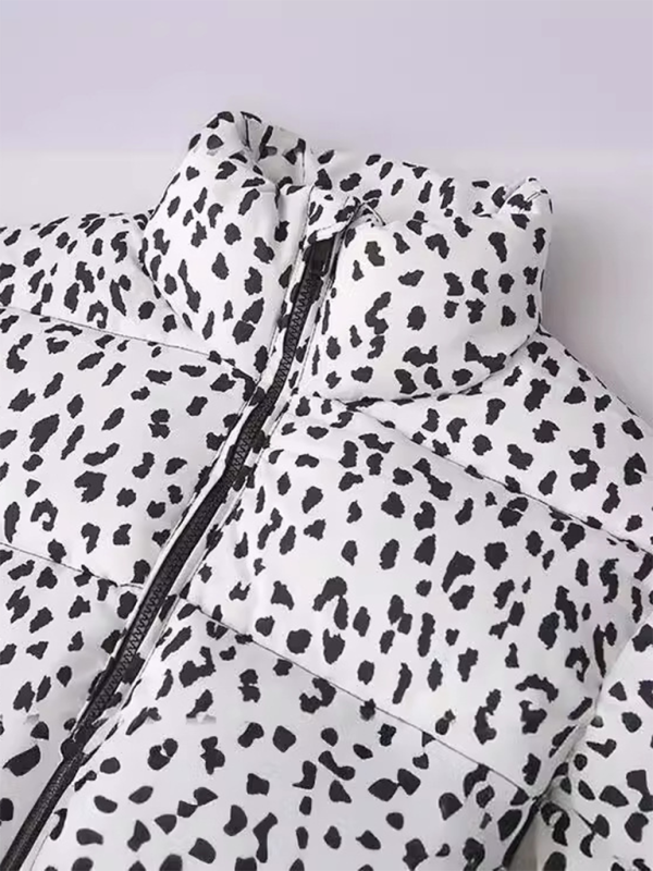 Puffer Jackets - Leopard Print Puffer Jacket for Chilly Evenings