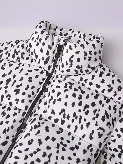 Puffer Jackets - Leopard Print Puffer Jacket for Chilly Evenings