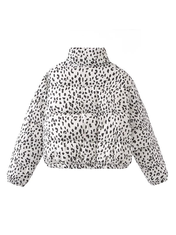 Puffer Jackets - Leopard Print Puffer Jacket for Chilly Evenings