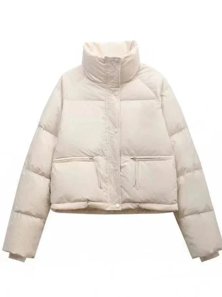 Puffer Jackets- Winter Women's Puffer Jacket- White- Pekosa Women Fashion