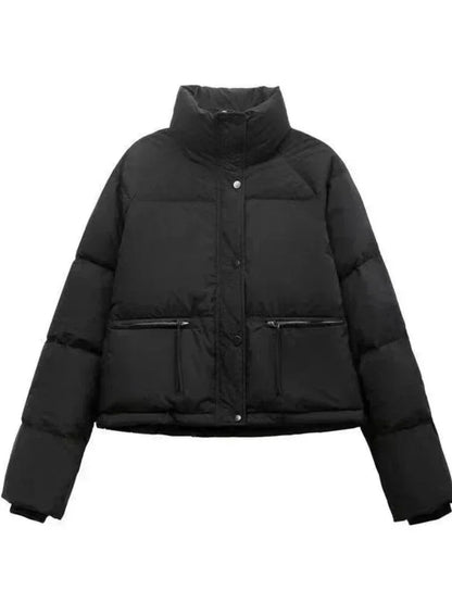 Puffer Jackets- Winter Women's Puffer Jacket- Black- Pekosa Women Fashion