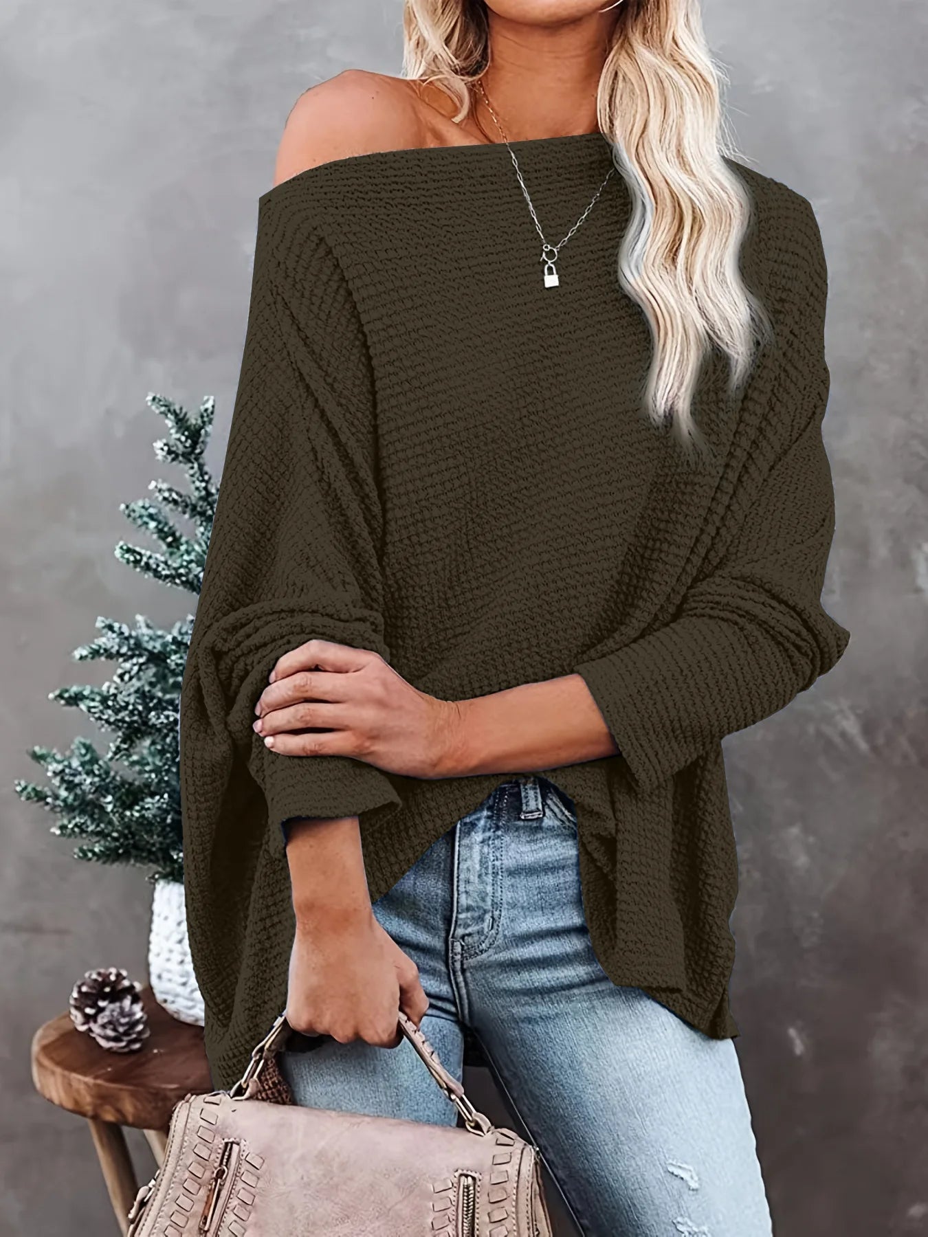 Pullover Blouses - Asymmetric Hems Textured Knit Casual Top