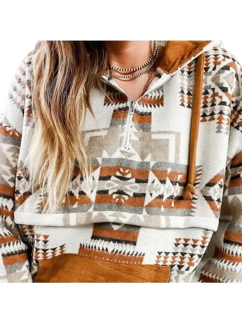 Pullover Hoodies - Aztec Charm Pullover Hoodie