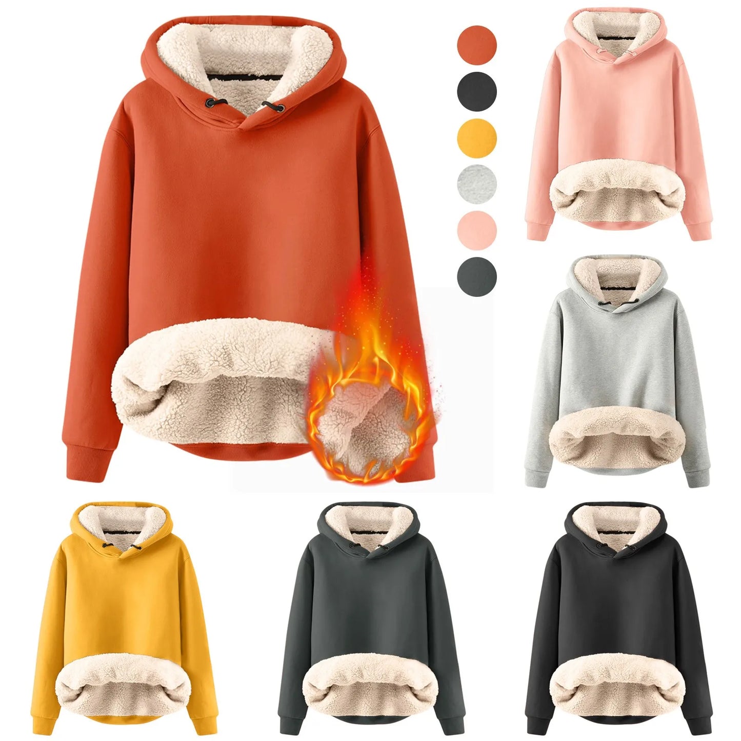 Pullover Hoodies - Fleece Hoodie Plush Winter Pullover for Women