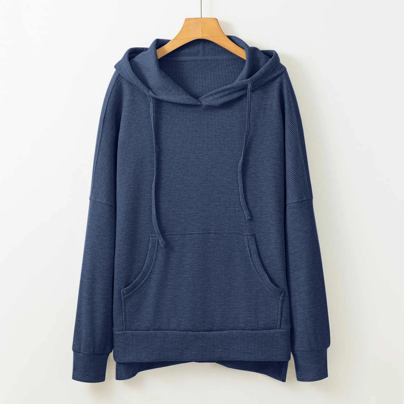 Pullover Hoodies - Kangaroo Front Pocket - Grain Textured Hoodie - Relaxed Fashion