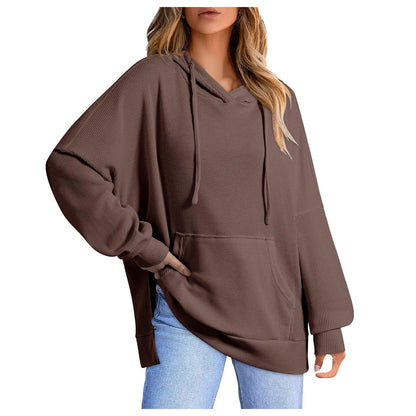 Pullover Hoodies - Kangaroo Front Pocket - Grain Textured Hoodie - Relaxed Fashion