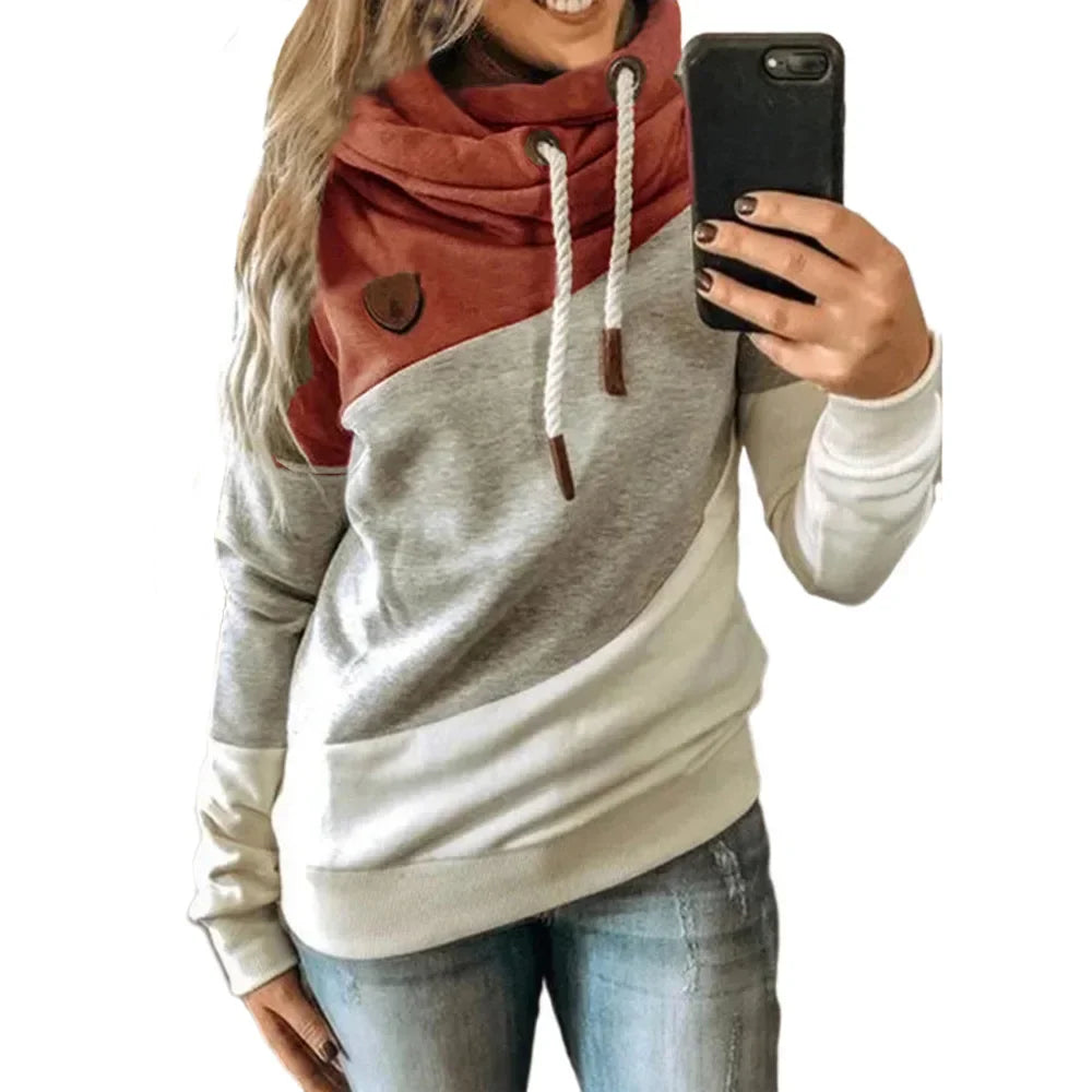 Pullover Hoodies - Thick Warm Color Block Pullover Hoodie Sweatshirt