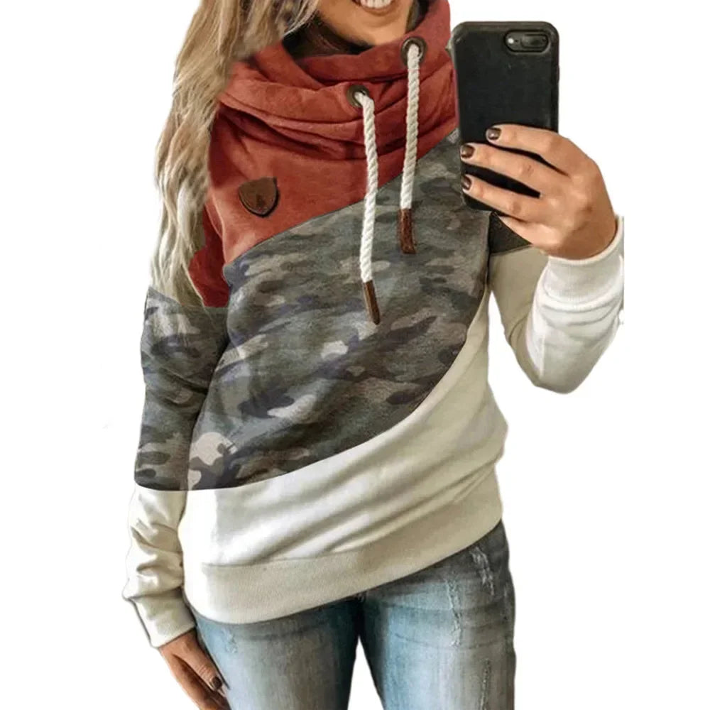 Pullover Hoodies - Thick Warm Color Block Pullover Hoodie Sweatshirt