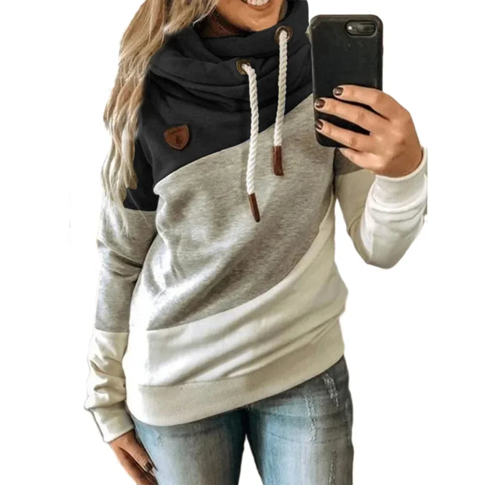 Pullover Hoodies - Thick Warm Color Block Pullover Hoodie Sweatshirt