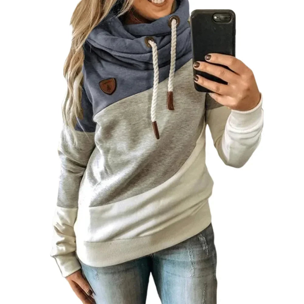 Pullover Hoodies - Thick Warm Color Block Pullover Hoodie Sweatshirt