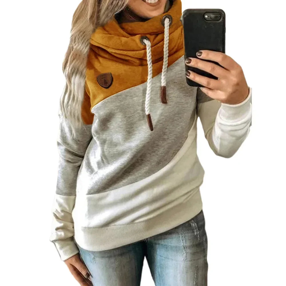 Pullover Hoodies - Thick Warm Color Block Pullover Hoodie Sweatshirt