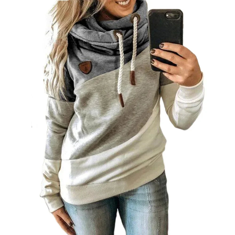 Pullover Hoodies - Thick Warm Color Block Pullover Hoodie Sweatshirt