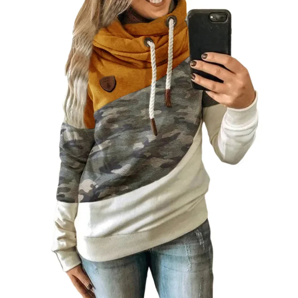 Pullover Hoodies - Thick Warm Color Block Pullover Hoodie Sweatshirt