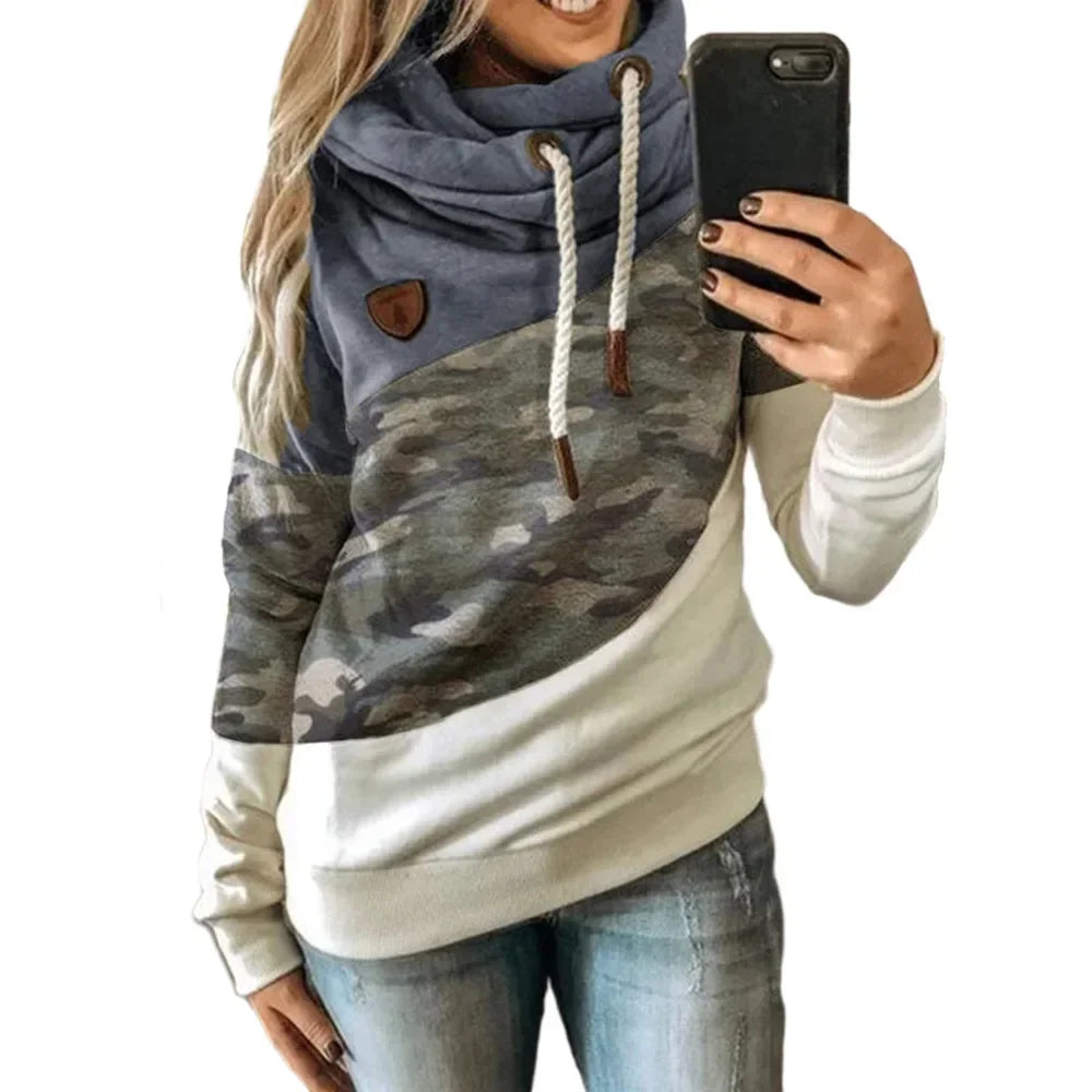 Pullover Hoodies - Thick Warm Color Block Pullover Hoodie Sweatshirt