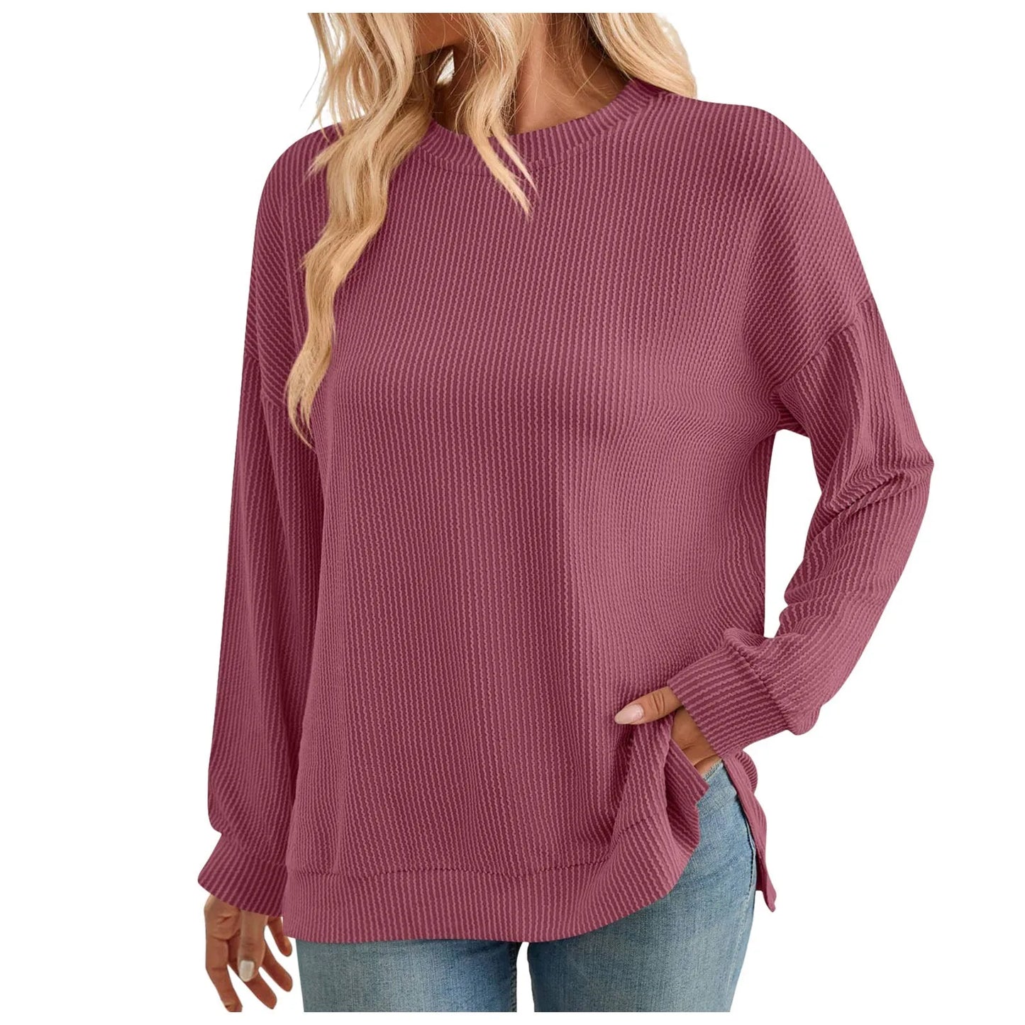 Pullover Sweaters - Autumn Essential Ribbed Pullover Sweater Tops