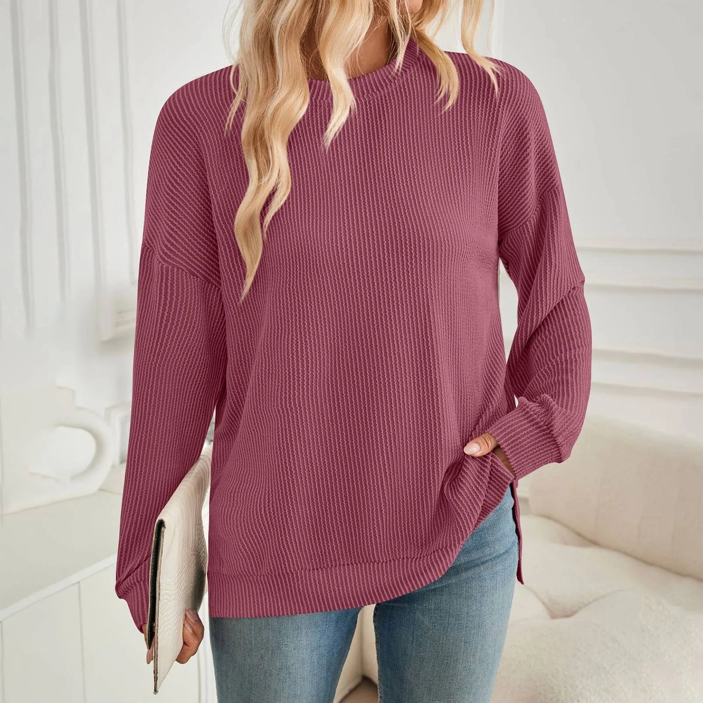 Pullover Sweaters - Autumn Essential Ribbed Pullover Sweater Tops