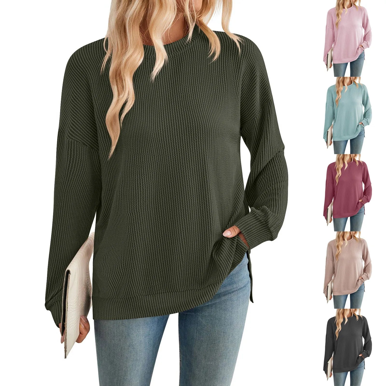 Pullover Sweaters - Autumn Essential Ribbed Pullover Sweater Tops