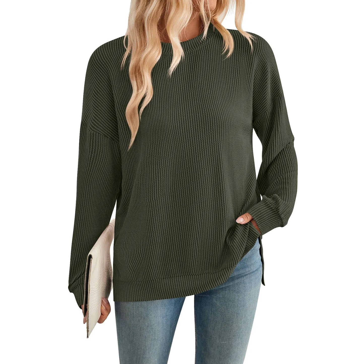 Pullover Sweaters - Autumn Essential Ribbed Pullover Sweater Tops