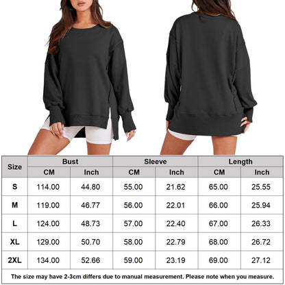 Pullover Sweaters - Casual High-low Hem Baggy Sweatshirt-Side Slits