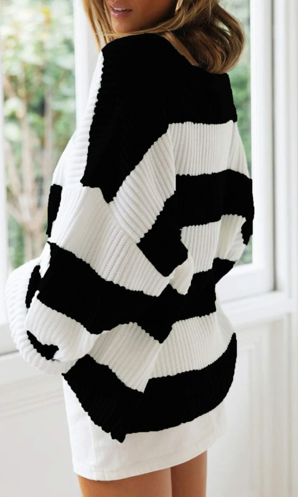 Pullover Sweaters - Casual Striped Chilly Season Oversized Pullover Sweater”