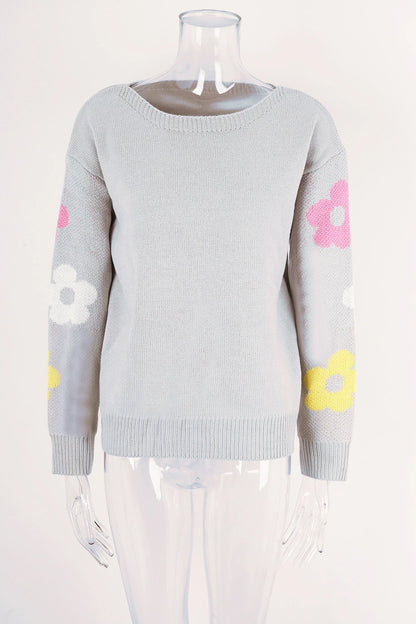 Pullover Sweaters - Chic Blossom Sleeve Pullover Sweaters