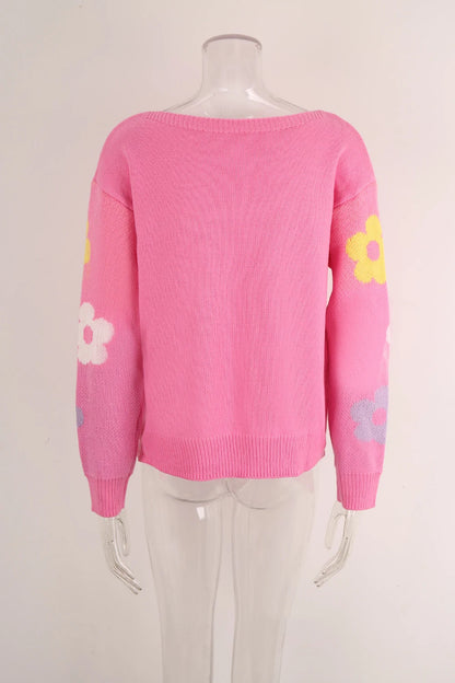 Pullover Sweaters - Chic Blossom Sleeve Pullover Sweaters