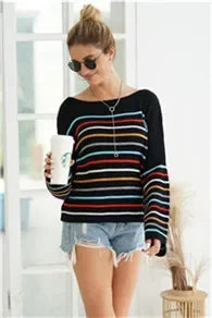 Pullover Sweaters - Chic Multicolor Striped Knit Pullover