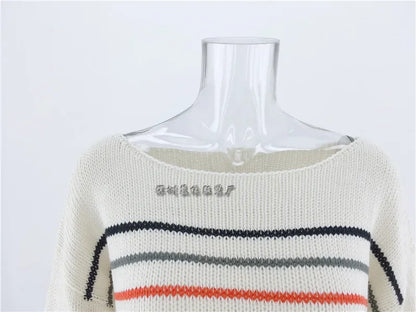 Pullover Sweaters - Chic Multicolor Striped Knit Pullover