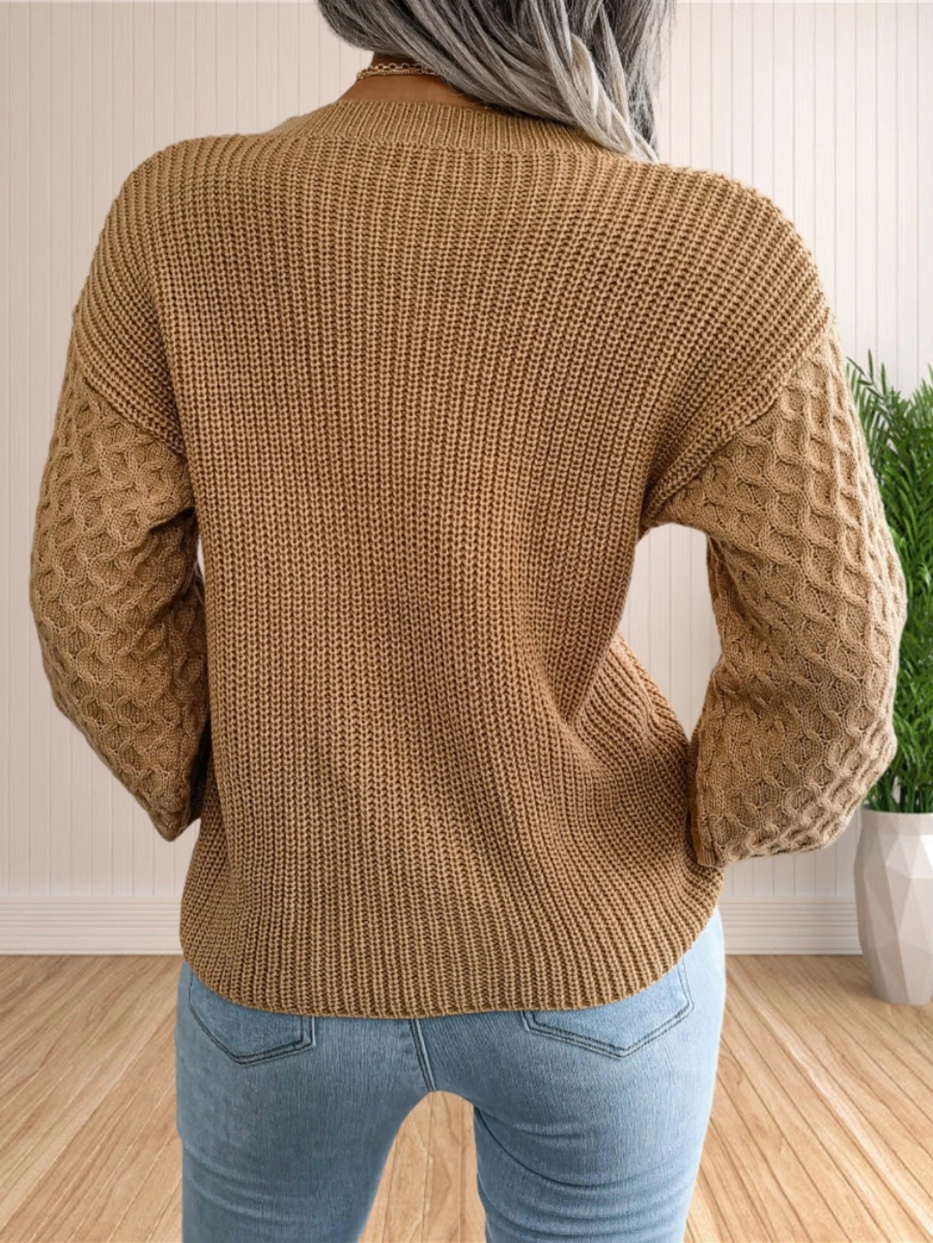 Pullover Sweaters - Chic Textured Crew Neck Sweater