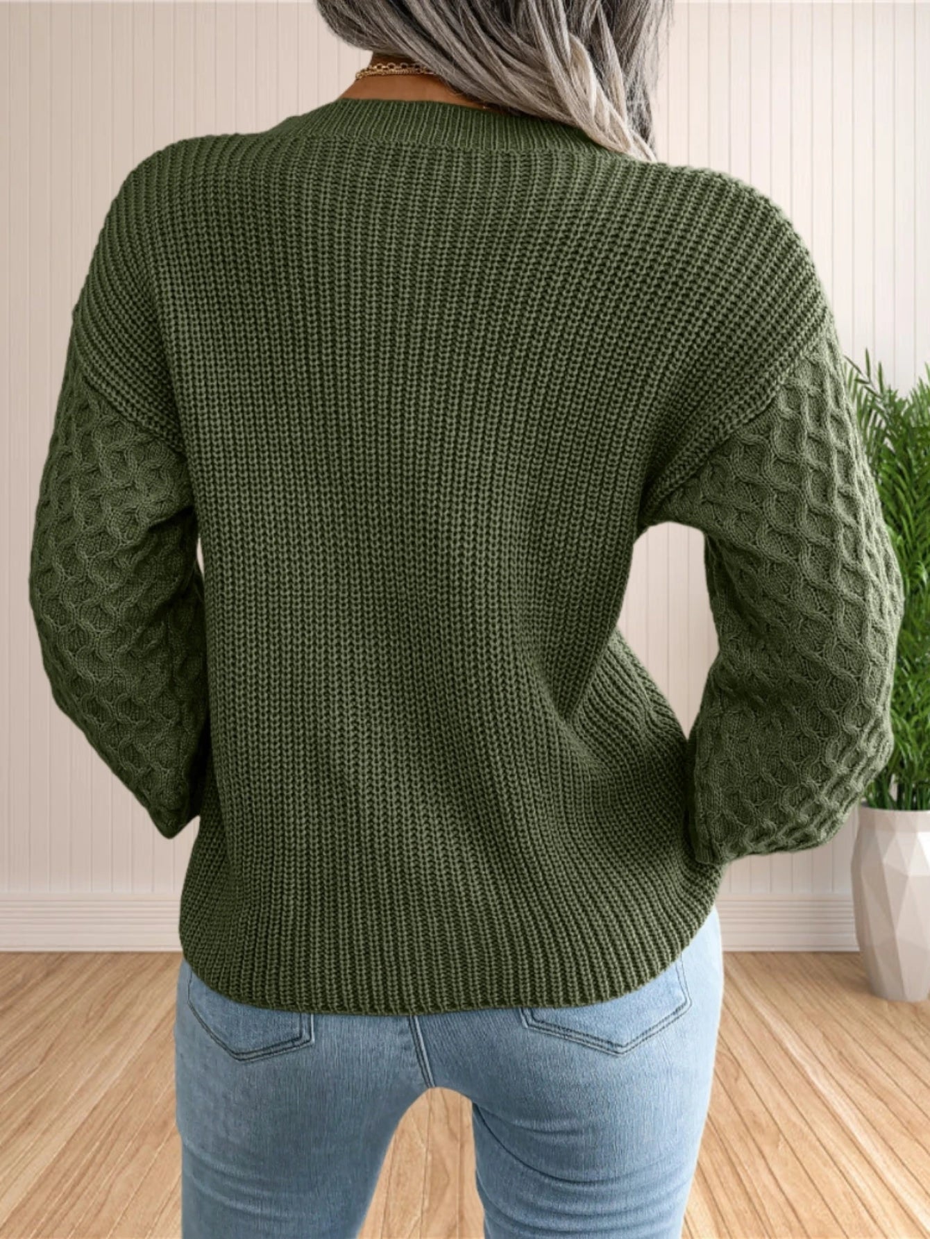 Pullover Sweaters - Chic Textured Crew Neck Sweater