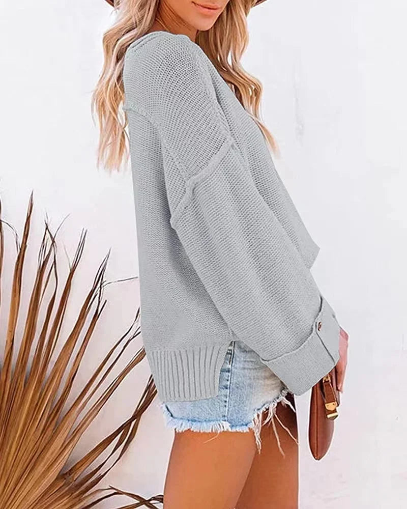 Pullover Sweaters - Crisp Morning Waffle Crop