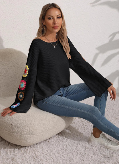 Pullover Sweaters - Folk Embroidered Cozy Pullover